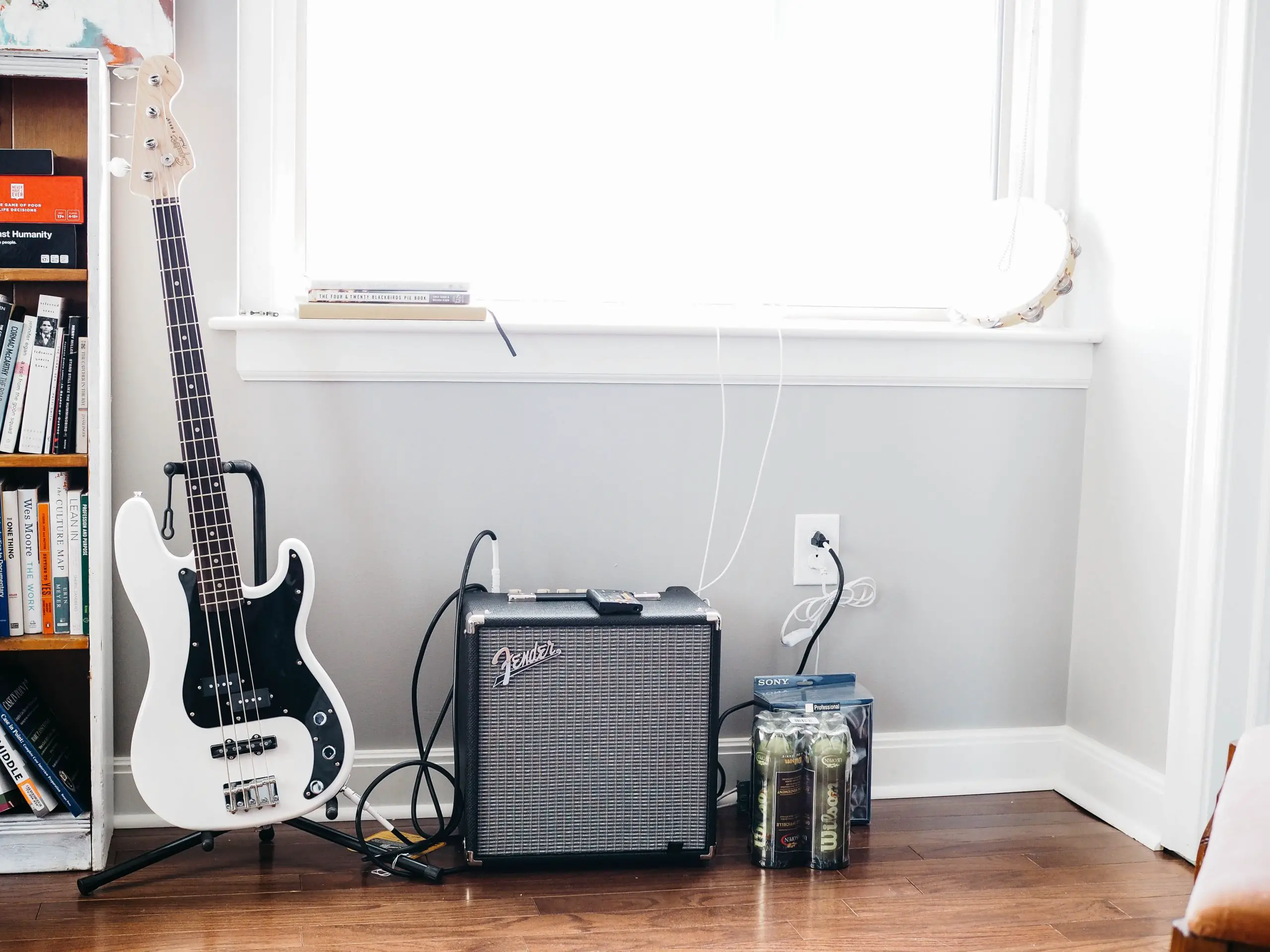 guitar by window in rental