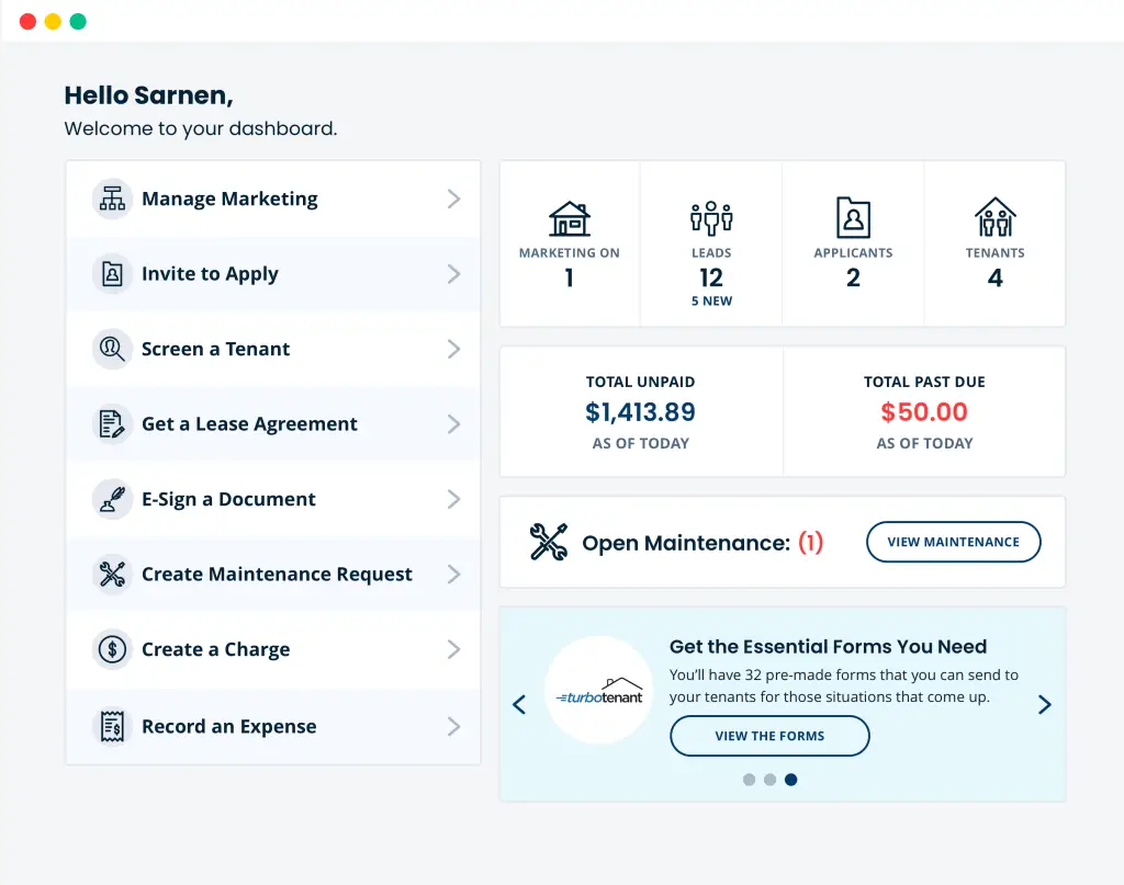 turbotenant dashboard screenshot